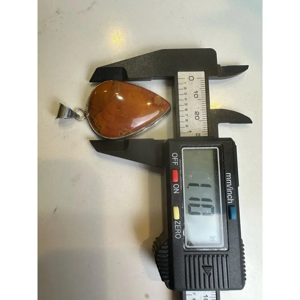 Vintage Y2K Carnelian Agate + Sterling Silver Pendant 2